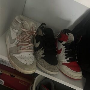 Boys 3 pairs of High Top Nike Sneakers boys 2 & 2.5